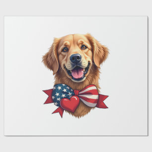 Patriotic Golden Retriever Lover Vintage Shirt Wrapping Paper