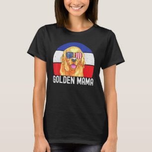 Patriotic Golden Retriever Mama Vintage American F T-Shirt