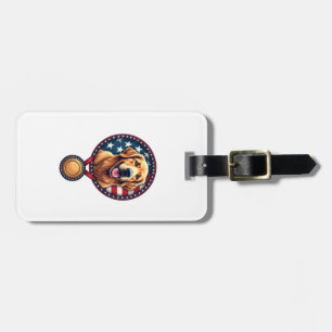 Patriotic Golden Retriever Medal Vintage Tee 3 Luggage Tag