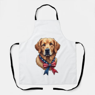 Patriotic Golden Retriever Memorial Day Tee 3 Apron