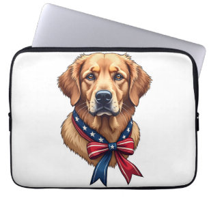 Patriotic Golden Retriever Memorial Day Tee 3 Laptop Sleeve