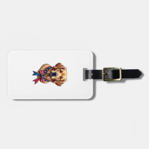 Patriotic Golden Retriever Memorial Day Tee 3 Luggage Tag