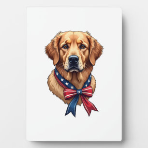 Patriotic Golden Retriever Memorial Day Tee 3 Plaque