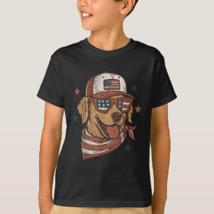Patriotic Golden Retriever Merica Us Flag Happy 4t T-Shirt