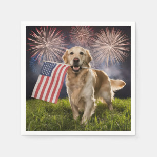 Patriotic Golden Retriever Napkin