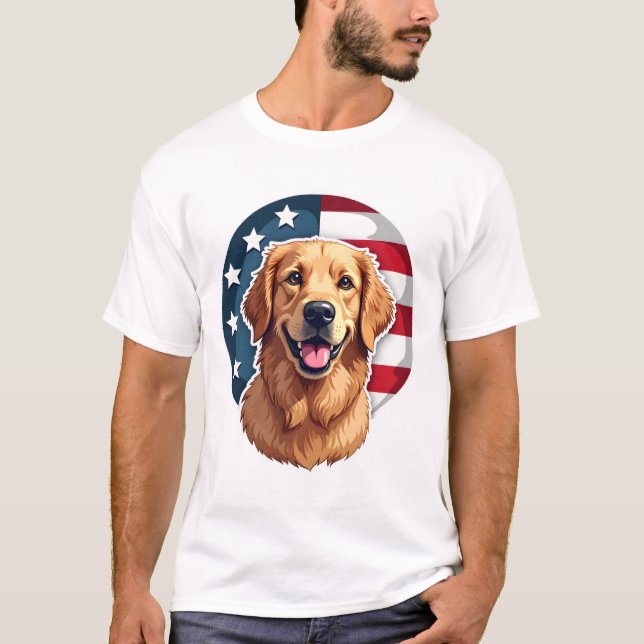 Patriotic Golden Retriever Open Crest Shirt (Front)