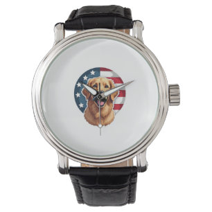 Patriotic Golden Retriever Open Crest Shirt Watch