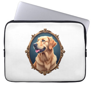 Patriotic Golden Retriever Oval Cameo Shirt 2 Laptop Sleeve