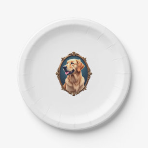 Patriotic Golden Retriever Oval Cameo Shirt 2 Paper Plate