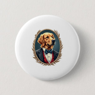 Patriotic Golden Retriever Portrait Vintage Tee 2 6 Cm Round Badge