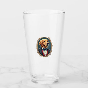 Patriotic Golden Retriever Portrait Vintage Tee 2 Glass