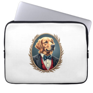 Patriotic Golden Retriever Portrait Vintage Tee 2 Laptop Sleeve