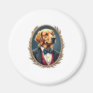 Patriotic Golden Retriever Portrait Vintage Tee 2 Magnet