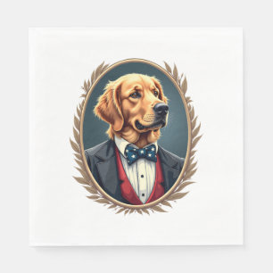 Patriotic Golden Retriever Portrait Vintage Tee 2 Napkin