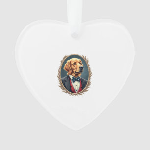 Patriotic Golden Retriever Portrait Vintage Tee 2 Ornament