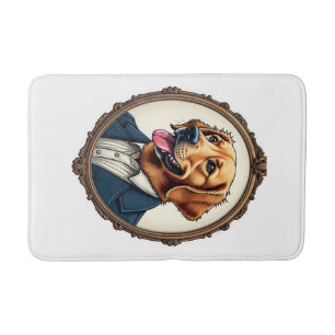 Patriotic Golden Retriever Portrait Vintage Tee Bath Mat