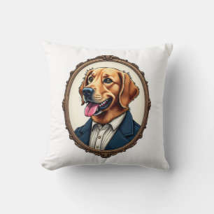 Patriotic Golden Retriever Portrait Vintage Tee Cushion
