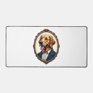 Patriotic Golden Retriever Portrait Vintage Tee Desk Mat