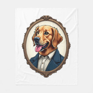 Patriotic Golden Retriever Portrait Vintage Tee Fleece Blanket