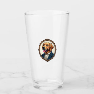 Patriotic Golden Retriever Portrait Vintage Tee Glass