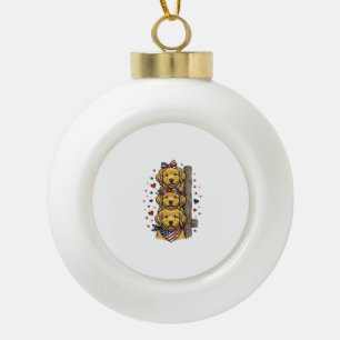Patriotic Golden Retriever Puppies Vintage Shirt D Ceramic Ball Christmas Ornament