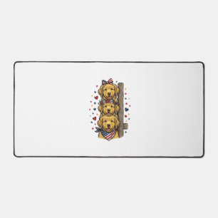 Patriotic Golden Retriever Puppies Vintage Shirt D Desk Mat