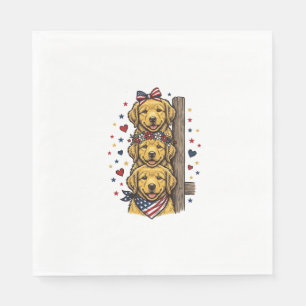 Patriotic Golden Retriever Puppies Vintage Shirt D Napkin