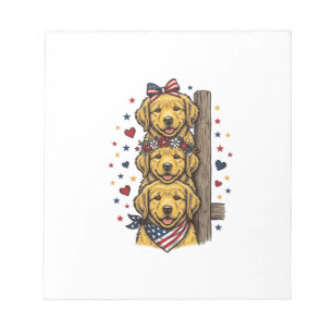 Patriotic Golden Retriever Puppies Vintage Shirt D Notepad