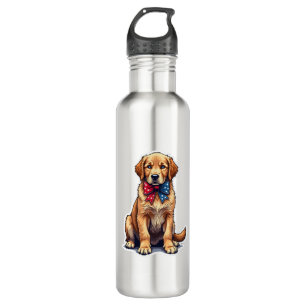 Patriotic Golden Retriever Puppy Vintage Shirt 4 710 Ml Water Bottle