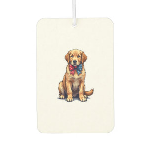 Patriotic Golden Retriever Puppy Vintage Shirt 4 Car Air Freshener