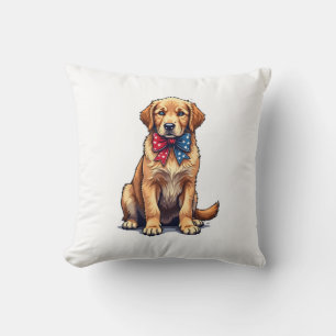 Patriotic Golden Retriever Puppy Vintage Shirt 4 Cushion