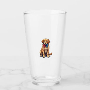 Patriotic Golden Retriever Puppy Vintage Shirt 4 Glass