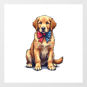 Patriotic Golden Retriever Puppy Vintage Shirt 4 Window Cling
