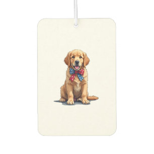 Patriotic Golden Retriever Puppy Vintage Shirt Car Air Freshener