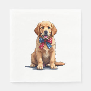 Patriotic Golden Retriever Puppy Vintage Shirt Napkin