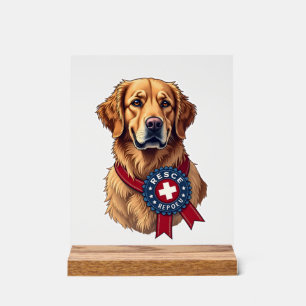 Patriotic Golden Retriever Rescue Vintage Tee 4 Acrylic Sign