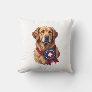 Patriotic Golden Retriever Rescue Vintage Tee 4 Cushion