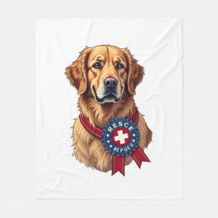 Patriotic Golden Retriever Rescue Vintage Tee 4 Fleece Blanket