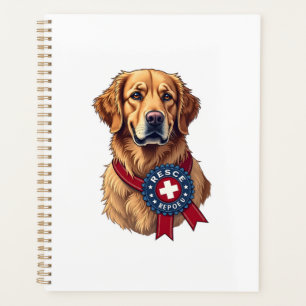 Patriotic Golden Retriever Rescue Vintage Tee 4 Planner