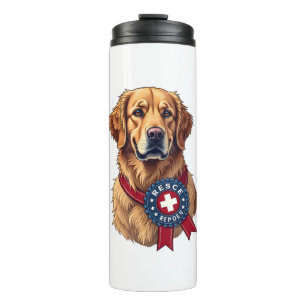 Patriotic Golden Retriever Rescue Vintage Tee 4 Thermal Tumbler