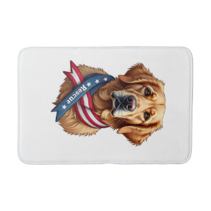 Patriotic Golden Retriever Rescue Vintage Tee Bath Mat