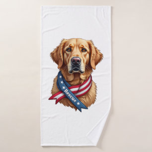 Patriotic Golden Retriever Rescue Vintage Tee Bath Towel