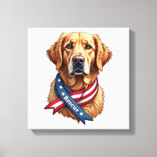 Patriotic Golden Retriever Rescue Vintage Tee Canvas Print