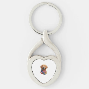 Patriotic Golden Retriever Rescue Vintage Tee Key Ring