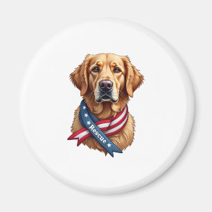 Patriotic Golden Retriever Rescue Vintage Tee Magnet