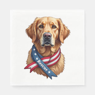 Patriotic Golden Retriever Rescue Vintage Tee Napkin