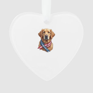 Patriotic Golden Retriever Rescue Vintage Tee Ornament