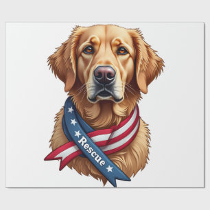 Patriotic Golden Retriever Rescue Vintage Tee Wrapping Paper