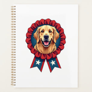 Patriotic Golden Retriever Rosette Vintage Shirt 2 Planner