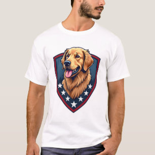 Patriotic Golden Retriever Shield Crest Tee 2